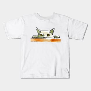 Cat Peering Over Table Kids T-Shirt